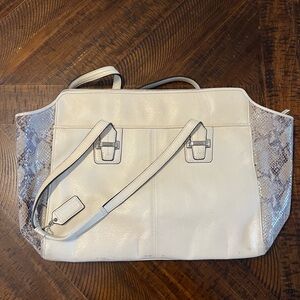 Coach Cream and Gray Tote Bag